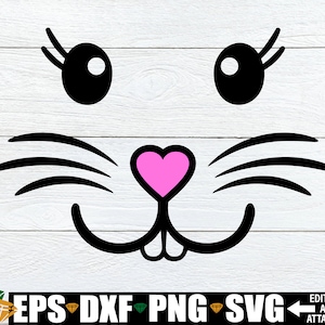 Hasengesicht svg, Ostern svg, süße Ostern svg, Süßes Hasengesicht svg, Hasengesicht, Ostern, Schnittdatei, SVG, druckbares Bild, Aufbügeln, Digitalbild