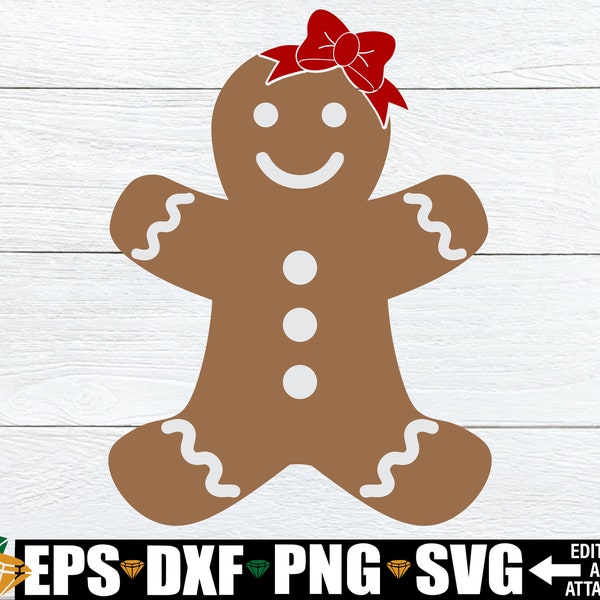 Gingerbread Girl svg, Gingerbread Girl Digital Download,Gingerbread Girl Clipart,Gingerbread Girl Vector Image,Gingerbread Girl With Bow svg