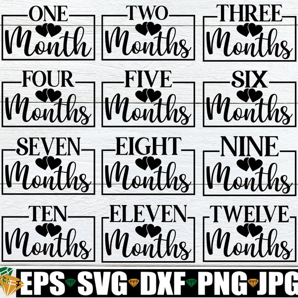 Baby Monthly Milestone Markers, Monthly Milestone SVG For Baby Photos, Monthly Milestone SVG, Baby Milestone SVG, Monthly Baby Milestones