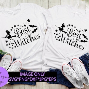 Beste Hexen. Beste Freundin passend zu Halloween. Digitales Bild. Besties. Halloween BFF. Halloween Besties. SVG, Schneidedatei, Beste Freunde, Aufbügeln