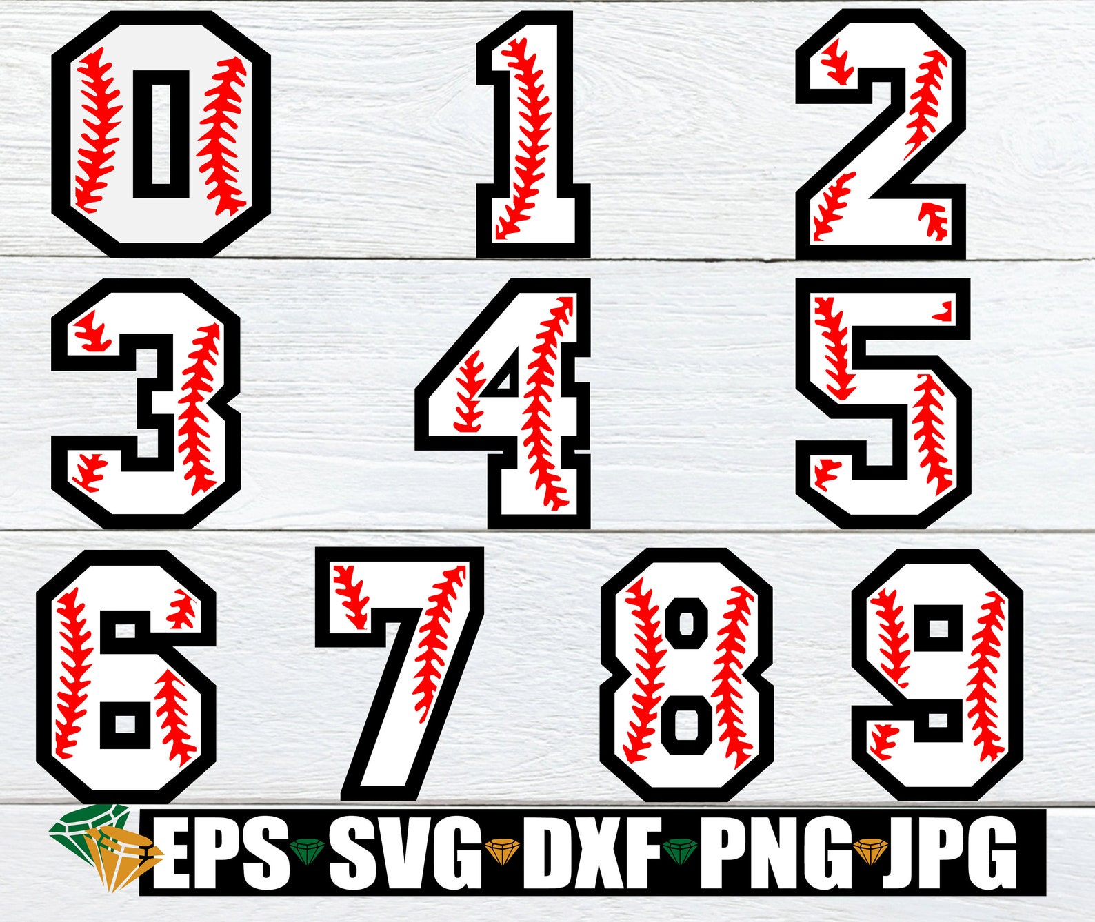 Baseball numbers. Baseball themed numbers. Numbers that look Etsy