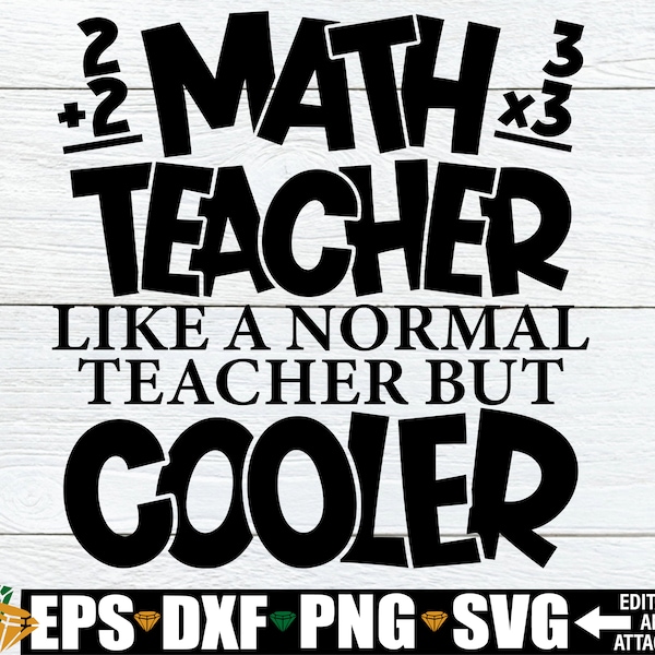 Math Teacher Like A Normal Teacher But Cooler, Funny Math Teacher Shirt svg, Math Teacher Appreciation Gift svg, Math Teacher svg png