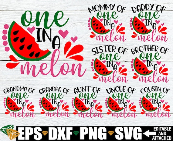 One In A Melon, Watermelon Birthday, Matching Watermelon Birthday, Family One In A Melon, Watermelon svg, Summer,Family One In A Melon, SVG