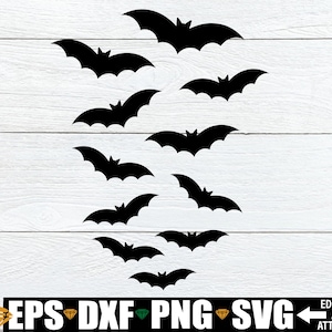 Bats svg, Bat Silhouette svg, Flying Bats svg, Bats Clipart, Bat Clip Art, Halloween Clipart, Halloween Cut File, Flock Of Bats Cut File