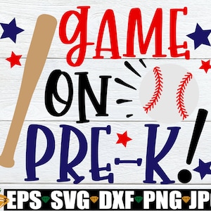 Game On Pre-K, Baseball Pre-K svg, First Day Of School svg, First Day Of Pre-K svg, Boys First Day Of Preschool svg, Boys Pre-K svg, PNG