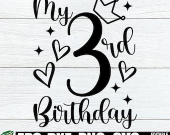 My 3rd Birthday, Girls 3rd Birthday Shirt svg, Girls Third Birthday svg, Girls 3rd Birthday svg, 3rd Birthday Shirt svg, Third Birthday svg