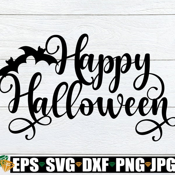 Happy Halloween SVG, Halloween Cake Top svg, Happy Halloween Cut File, Halloween svg, Halloween Tote svg, Halloween Decor svg