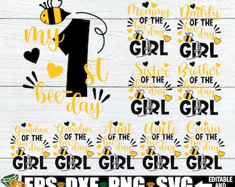 My 1st Bee-Day, First Birthday, 1st Birthday, Cute 1st Birthday, Matching Family First Birthday, Bee First Birthday, Cut File, SVG, Digital
