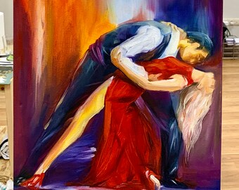 Fai-da-Te Pittura Ballerini di Tango Dipingi per Numero per Adulti Bambini Dipinto ad Olio su Tela con Pennelli e Pigmento Acrilico 40x50 cm(Senza Telaio