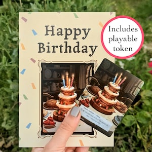 MTG Birthday card with playable food token - magic the gathering gift