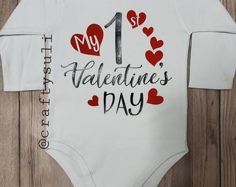 1st Valentine's bodysuit, valentine's baby clothing