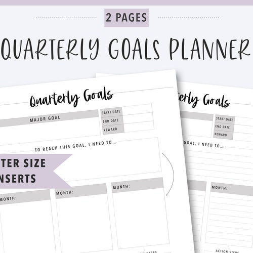 Quarterly Goal Planner Printable PDF - Etsy