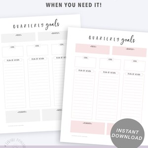 Quarterly Goal Planner | Printable PDF - Etsy