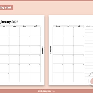 2021 Monthly Planner Printable | A5 Planner Insert | Dated Monthly on ...