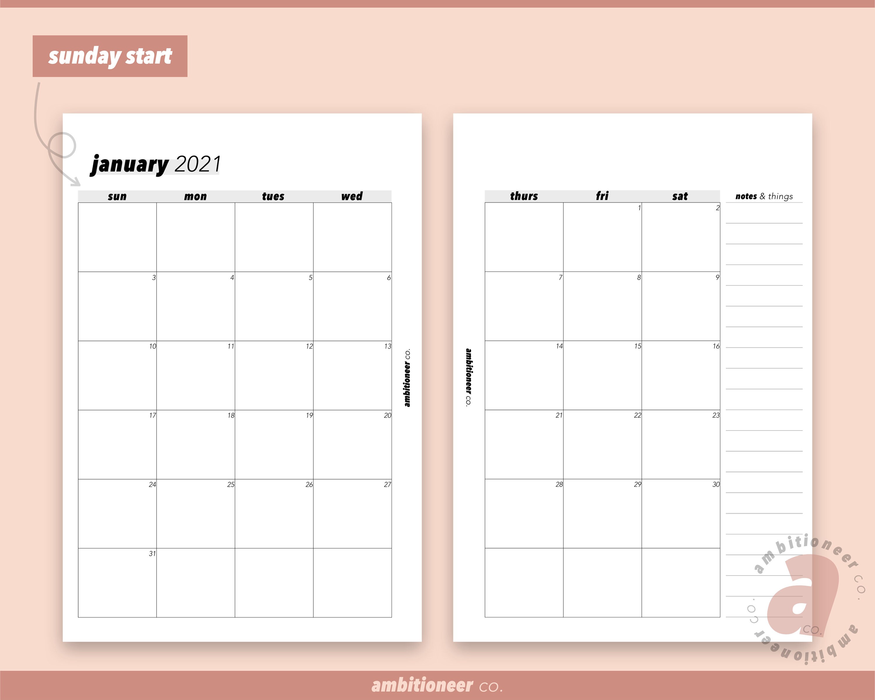 2021 Monthly Planner Printable | A5 Planner Insert | Dated Monthly on ...