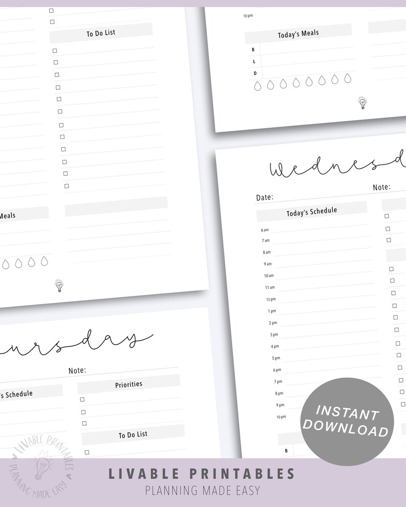 7 day planner daily printable etsy