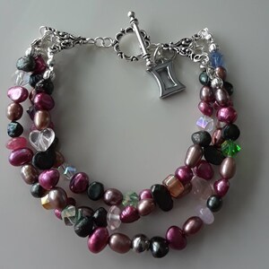 Multi-colored,3 Strand Pearl Bracelet for June Gemini Birthdays