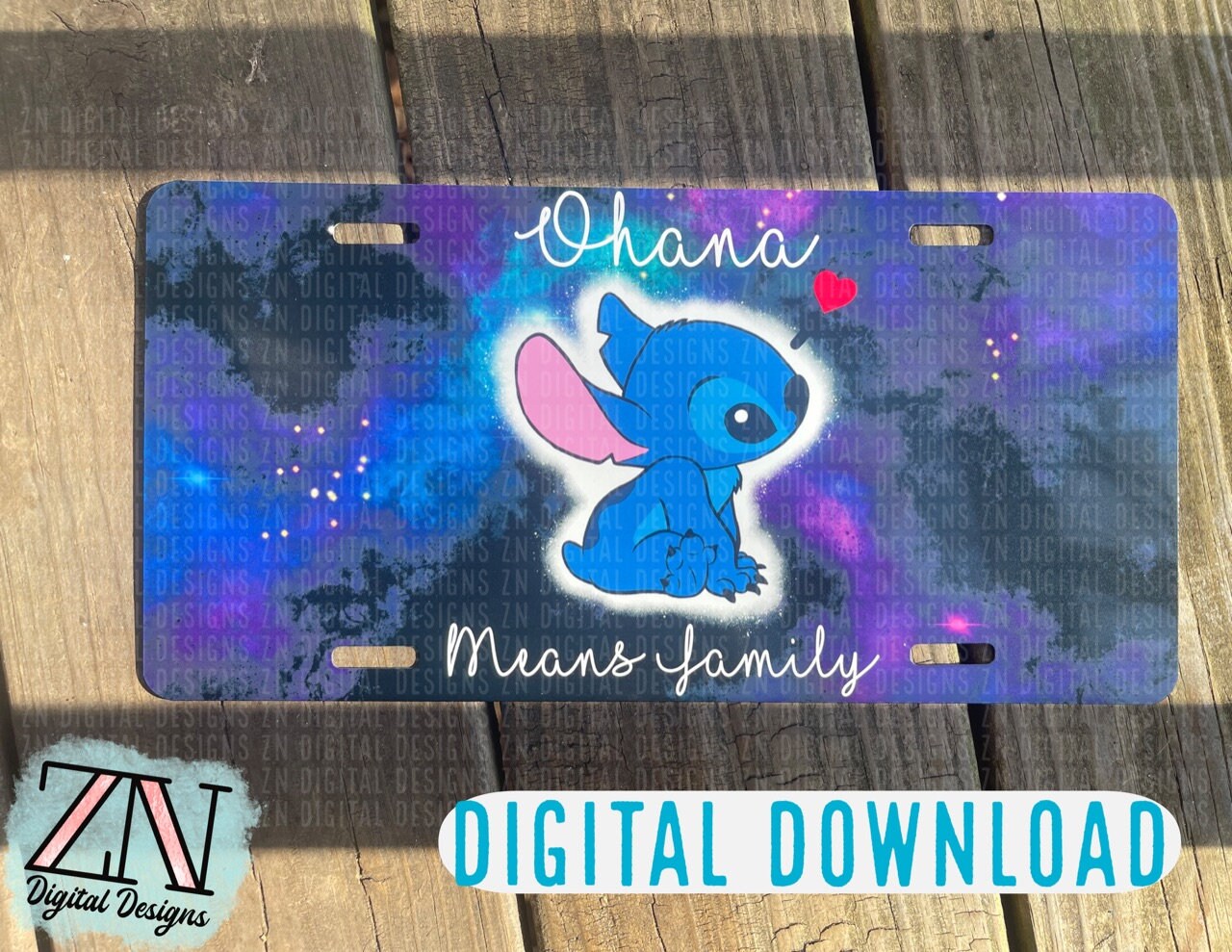 Blue Alien Inspired Ohana Vanity Plate Design Digital Download PNG Sublimation Etsy