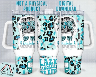 Diabetes Awareness Tumbler Wrap | Messy Bun PNG (Digital Download)