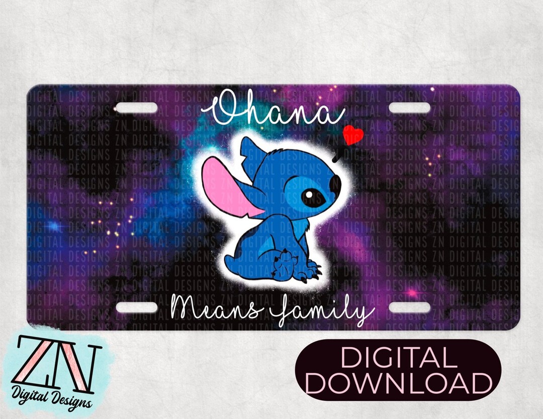 Blue Alien Inspired Ohana Vanity Plate Design Digital Download PNG Sublimation Etsy
