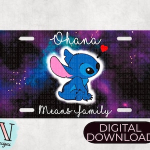Inspiré du film | Inspiré d'un extraterrestre bleu | Ohana | Design de plaque de vanité | Téléchargement numérique | PNG | Sublimation