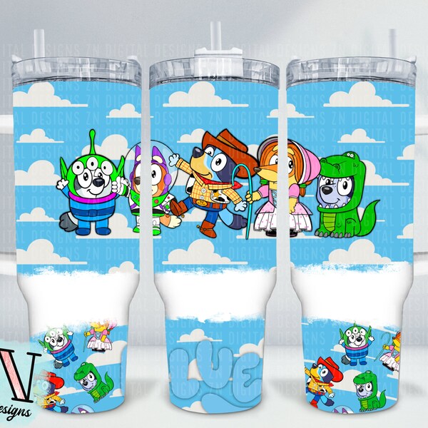 Blue Inspired | 40oz Tumbler With Handle | Tumbler Wrap | Story Inspired | Crossover Characters | PNG | Digital Download | Sublimation