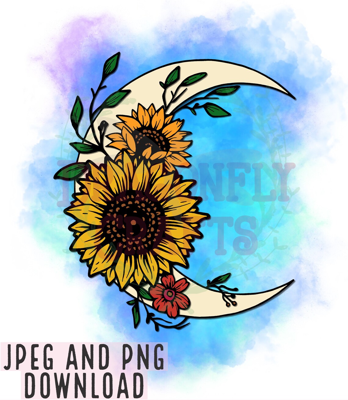 Sunflower Moon Digital Image Etsy