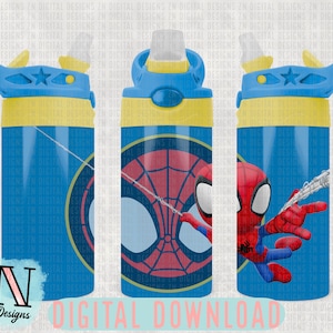 Kids 12oz Spidey Inspired | Tumbler Wrap with Name Spot | Digital Download | PNG PDF JPEG | Sublimation | Straight Sided | Superhero