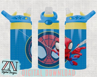Spidey Tumbler Wrap | Personalized Kids Water Bottle Design (Digital Download)
