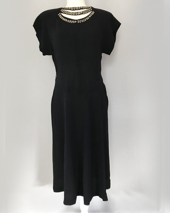 1940s Vintage Black Cocktail Dress