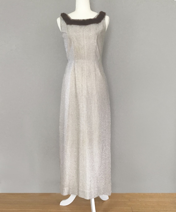 1960s Silver Evening Gown