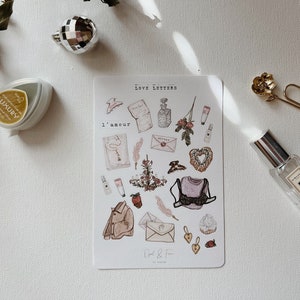 Folha de adesivos de cartas de amor