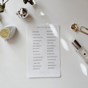 Days of the Week Sticker Sheet