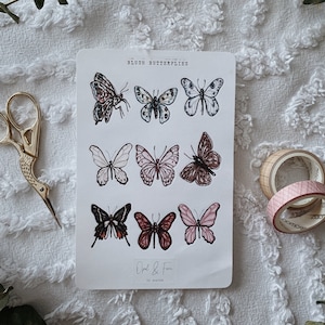 Folha de adesivos de borboletas blush