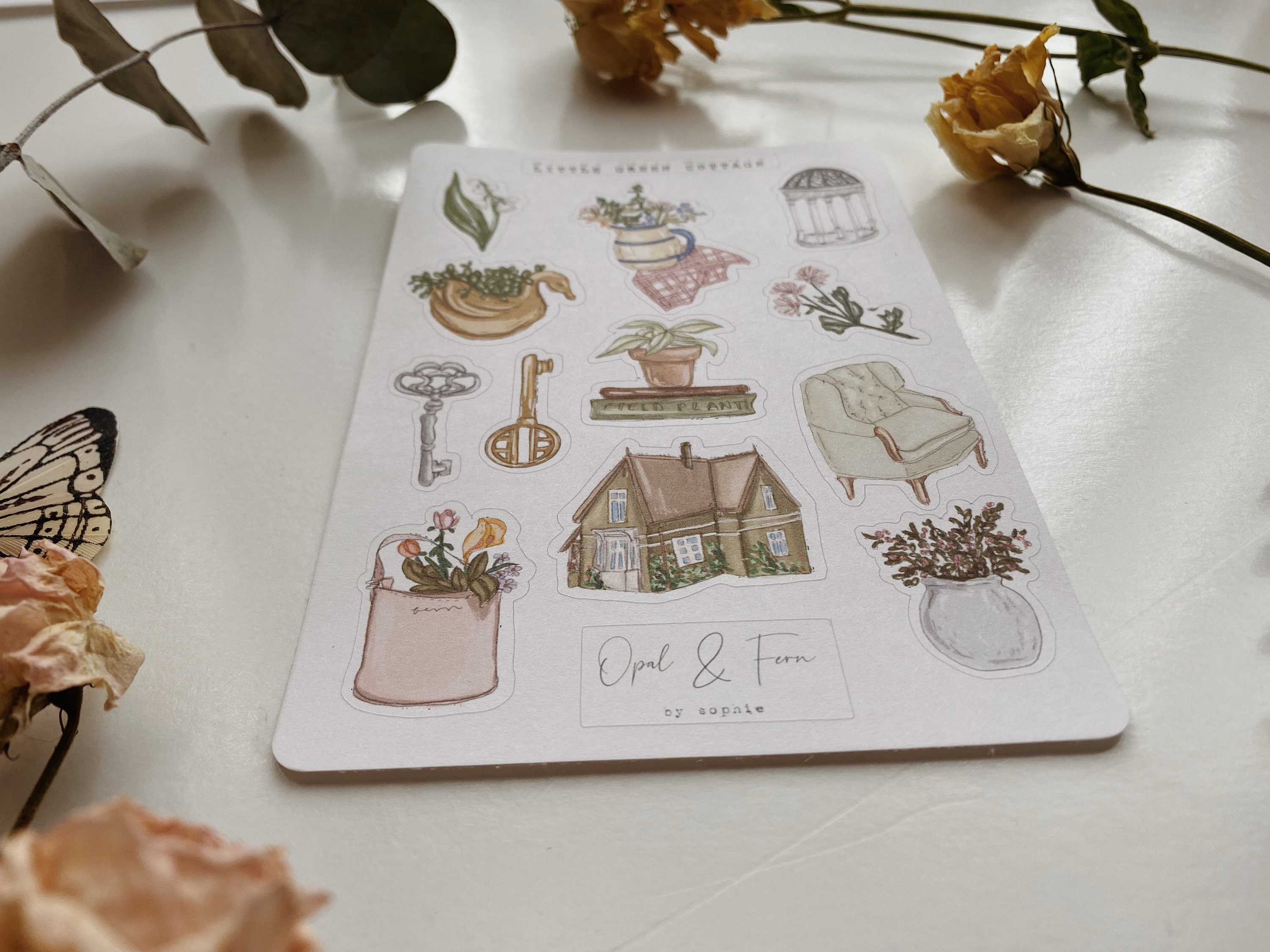 Little Green Cottage Sticker Sheet - Etsy