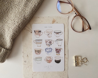 Feuille d'autocollants pour tasses à thé
