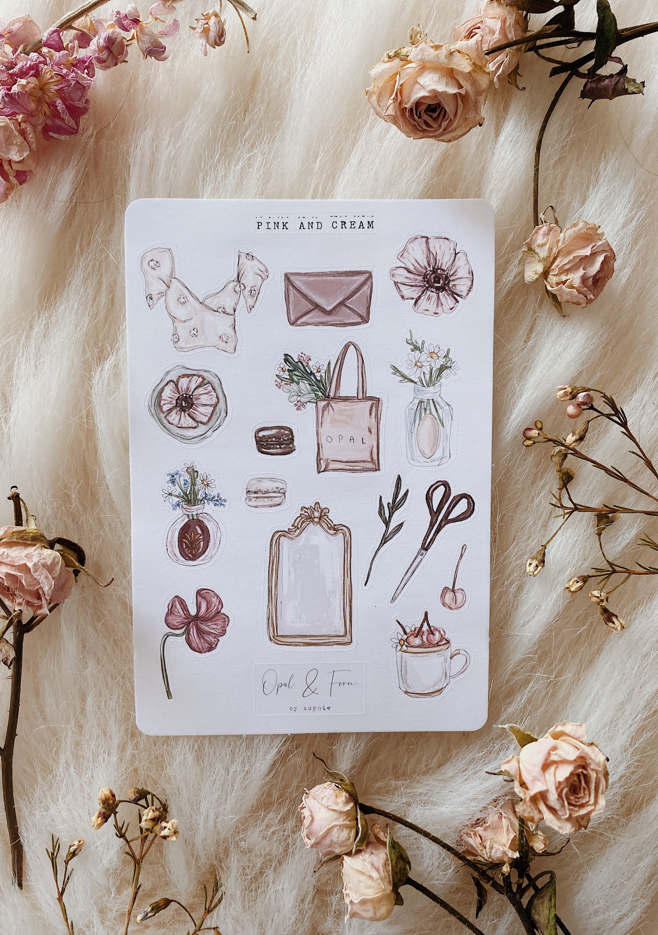 Pink and Cream Sticker Sheet - Etsy