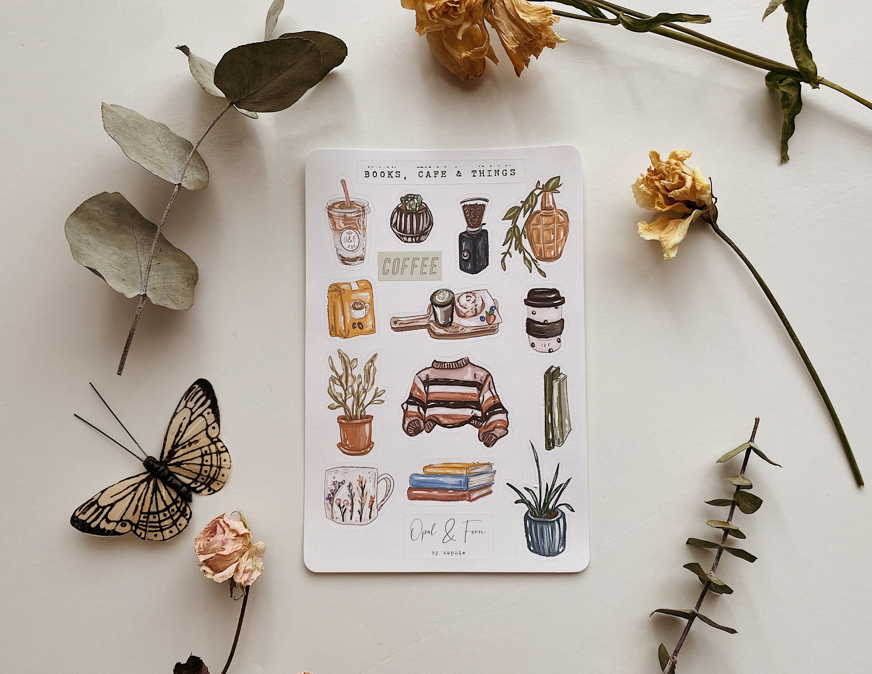 Books, Cafe & Things Sticker Sheet