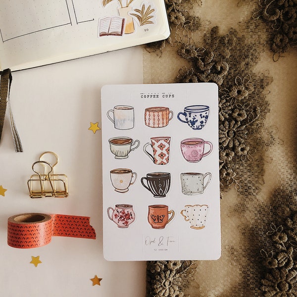 Coffee Cups Sticker Sheet