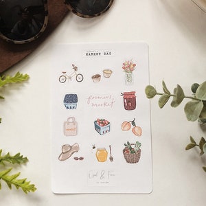 Feuille d’autocollant de jour de marché