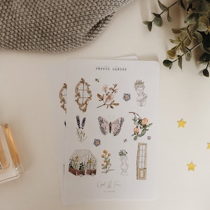 Folha de adesivos de jardim francês