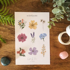 Feuille d'autocollants fleurs sauvages