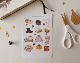 Autumn Coffee Shop Sticker Sheet