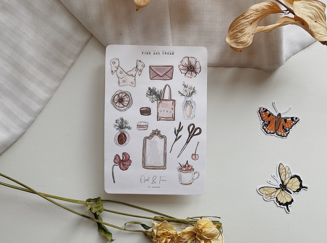 Pink and Cream Sticker Sheet - Etsy