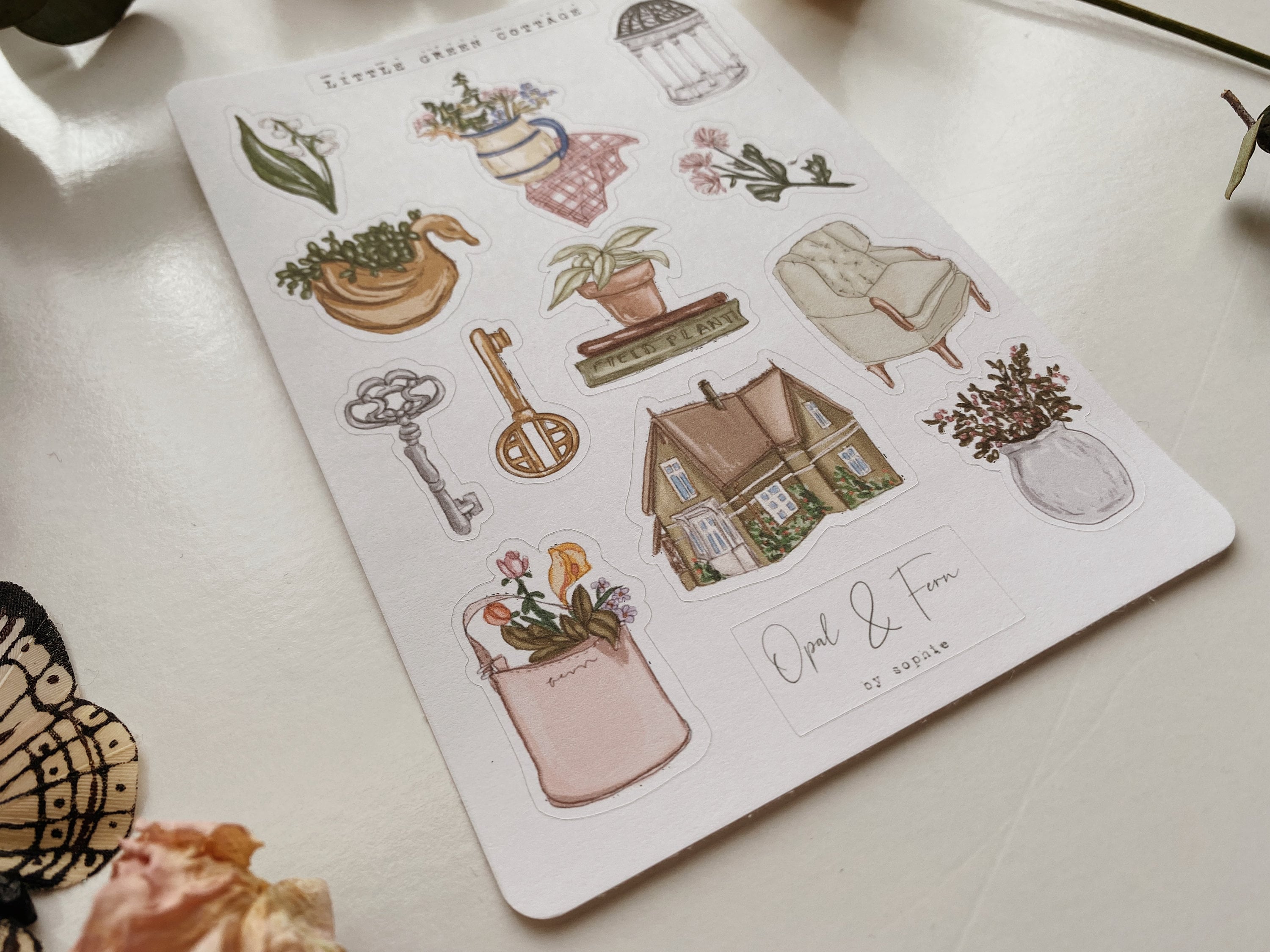 Little Green Cottage Sticker Sheet - Etsy