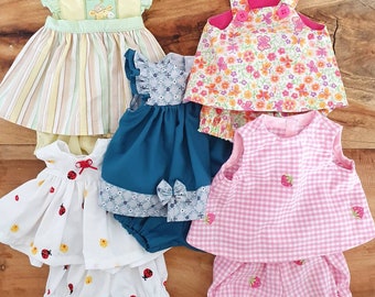 Hand-made dolls clothing, dolls clothes, dolls dress, dolls pants, dolls jumpsuit, dolls hat, premature baby clothes