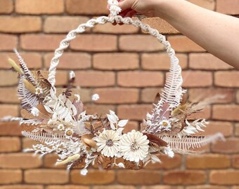 Hand-Made Macrame and Dried Flower Wreath