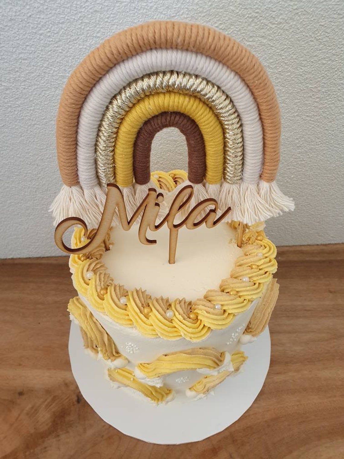 HandMade Macrame Rainbow Cake Topper Etsy