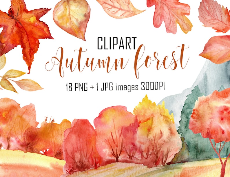 Autumn Forest Watercolor Clipart