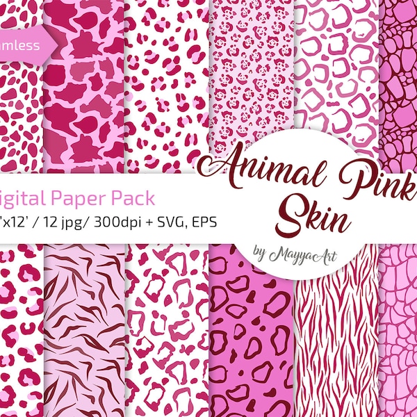 Pink pattern print Seamless Animal Skin Pattern, Safari Svg, JPG, Africa Pattern, Print Cut Files, Animal Skin Clipart, Leopard, Zebra Spots